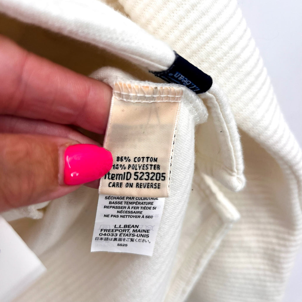 L.L BEAN Womens Lakewashed Full-Zip Sweater Medium White Sea Salt NWT