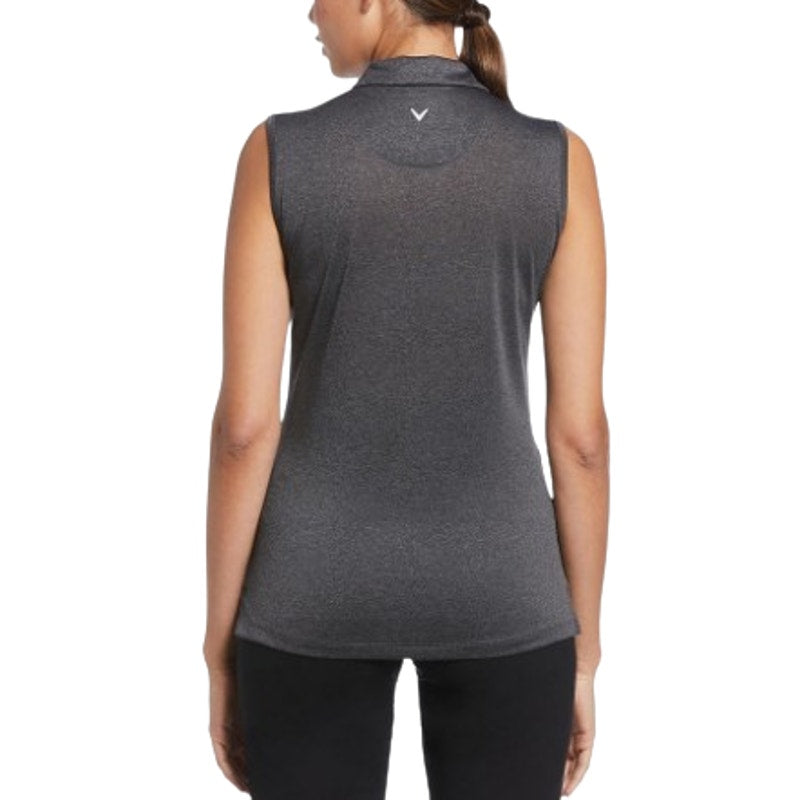 CALLAWAY Women's 1/4 Zip Sleeveless Polo Shirt Small Black Heather Golf NWT