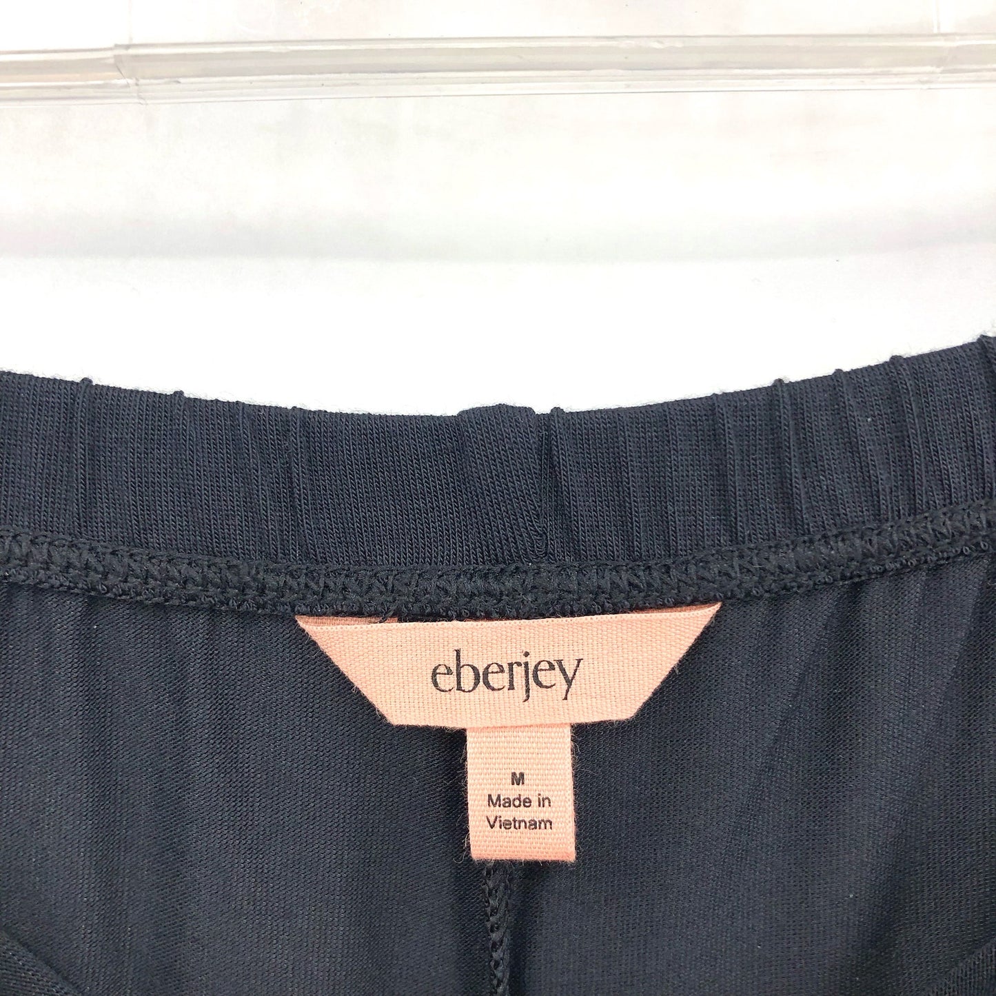 EBERJEY Gisele Short Sleeve Cropped PJ Set Medium Black Pink TENCEL Modal NWT