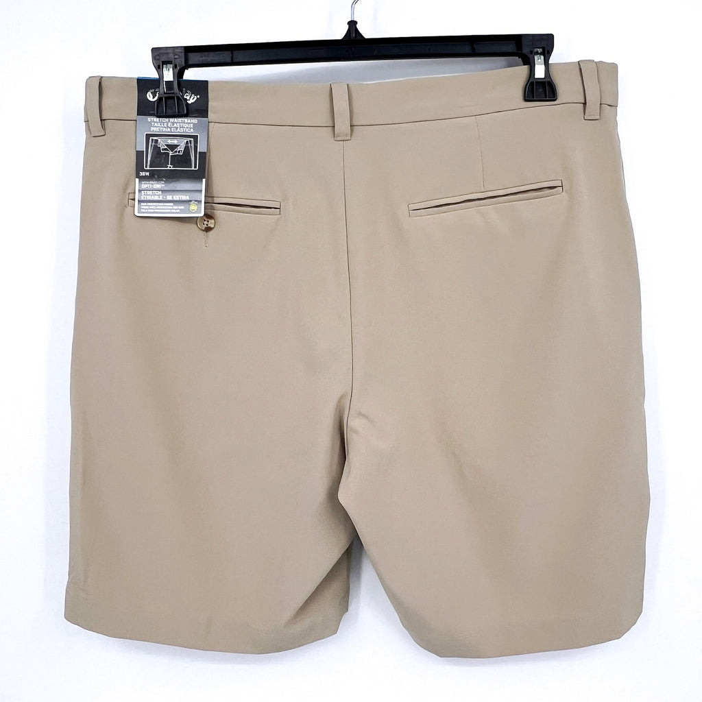 CALLAWAY Men's Golf Shorts Size 36 Tan Chinchilla 9" Inseam Flat Front NWT
