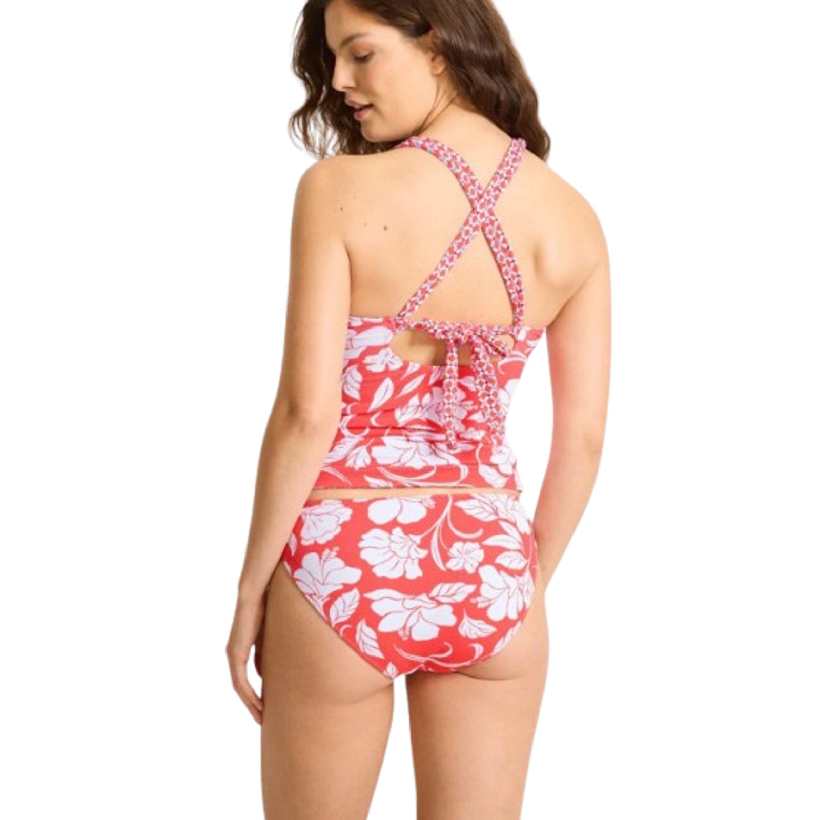 TOMMY BAHAMA Island Cays Fiori Reversible Tankini Top Medium Pink Coral NWT