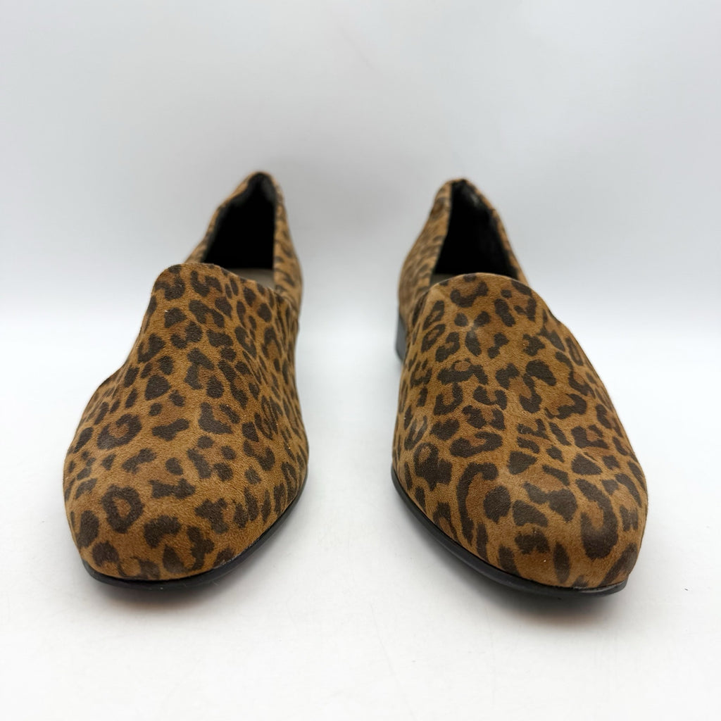 Clarks Womens Juliet Palm Loafers US 8.5 Wide EU 39.5 Brown Leopard Suede NWOB