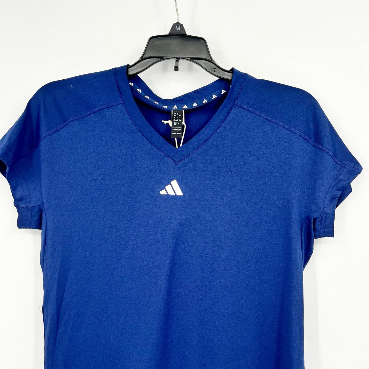 ADIDAS Women's Train Essentials V-Neck Tshirt Medium Dark Blue Short Sleeve NWT