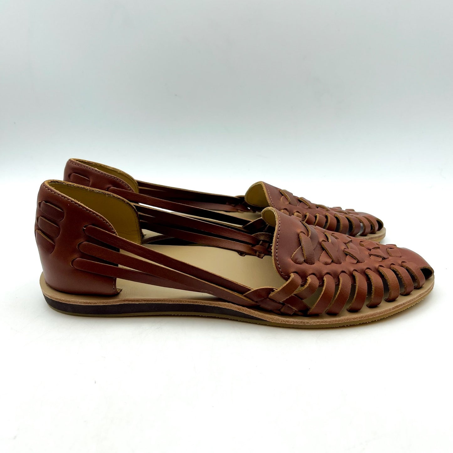 NISOLO Mens Huarache Water Resistant Sandals US 8.5 Brandy Leather NWOB