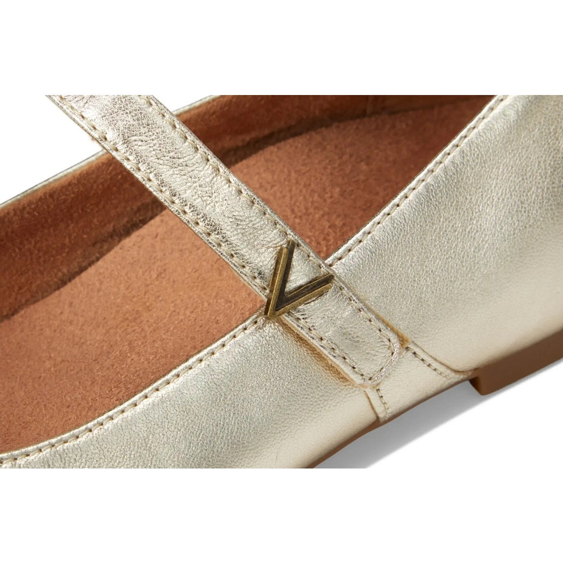 Vionic Womens Alameda Mary Jane Flats US 7 EU 37 Gold Metallic Leather NIB