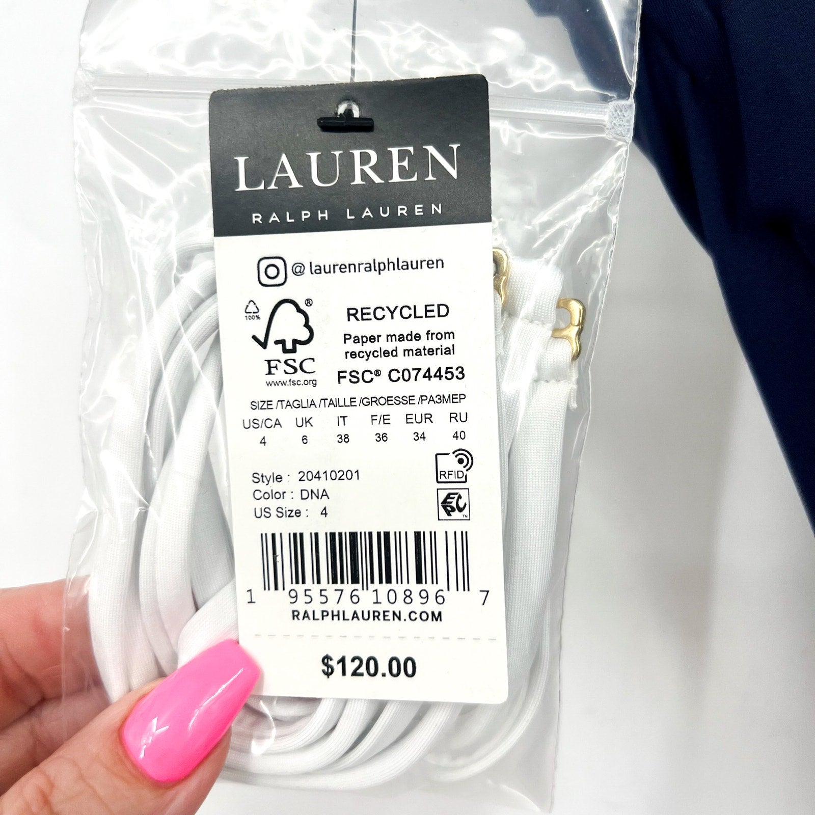 LAUREN RALPH LAUREN Bel Air Bandeau One Piece Swimsuit Size 4 Navy Blue NWT