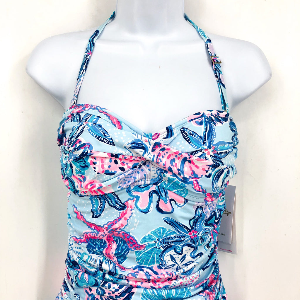 LILLY PULITZER Womens Flamenco One Piece Size 0 Blue Bahamas Beachcomber NWT
