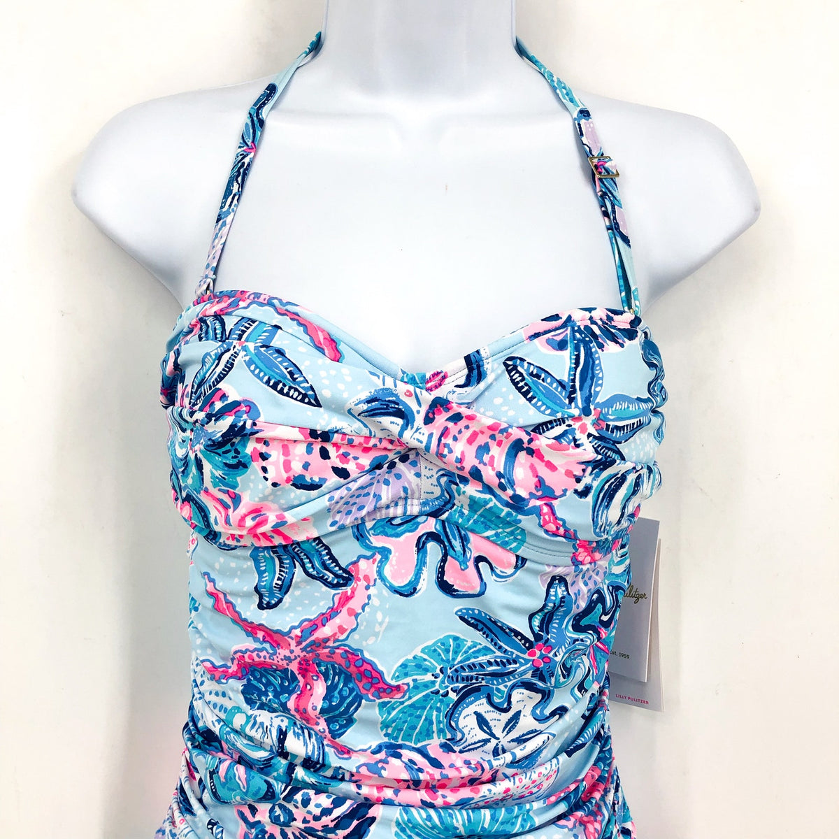 LILLY PULITZER Womens Flamenco One Piece Size 0 Blue Bahamas Beachcomber NWT