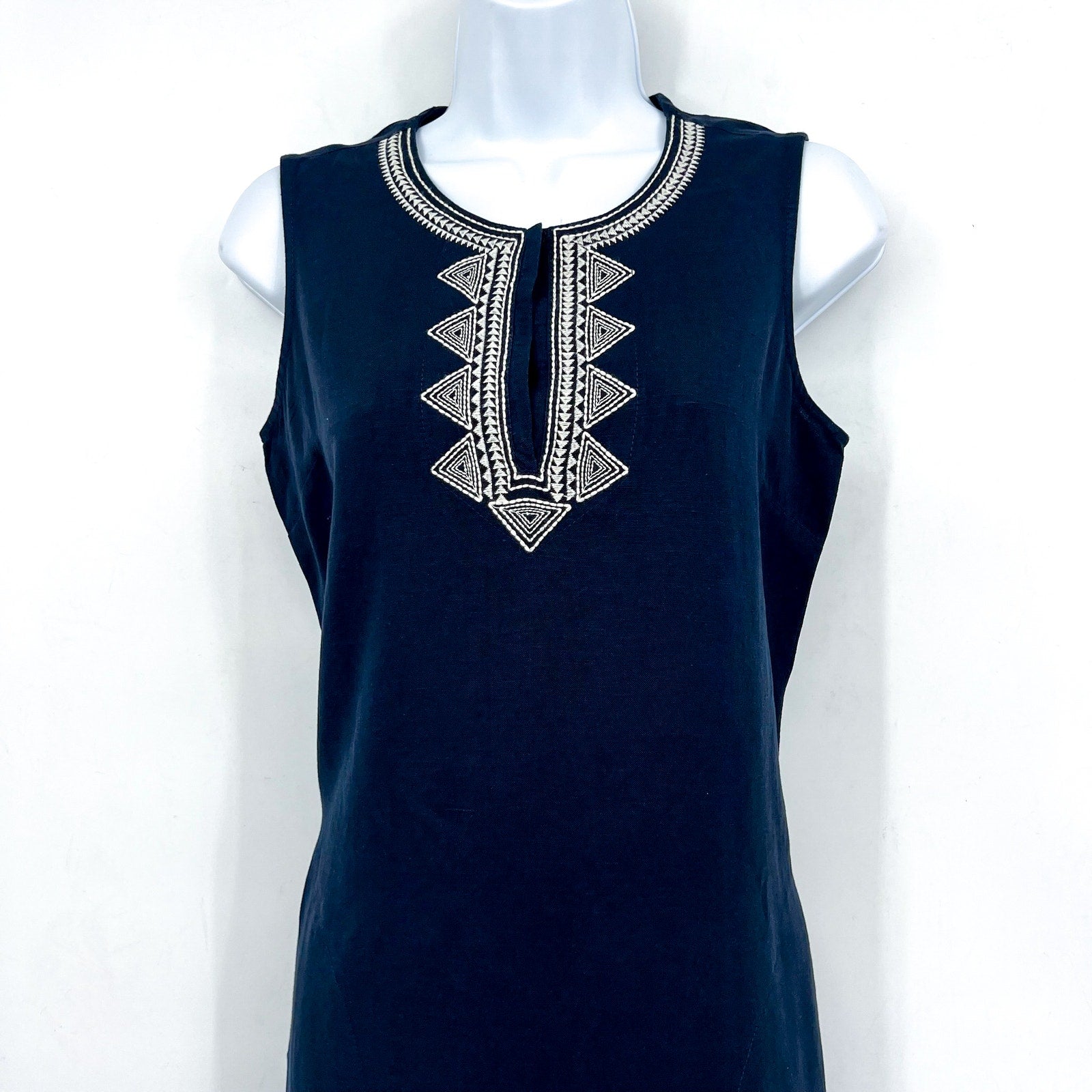 NIC + ZOE Women's Sunset Soiree Dress XS Blue Dark Indigo Sleeveless Linen NWT