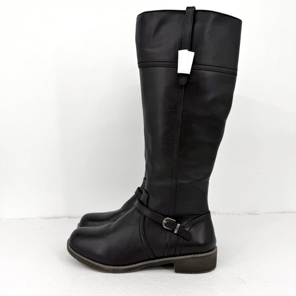 Propet Womens Tasha Knee High Boots US 9 EU 40 Black Leather Flats NWOB