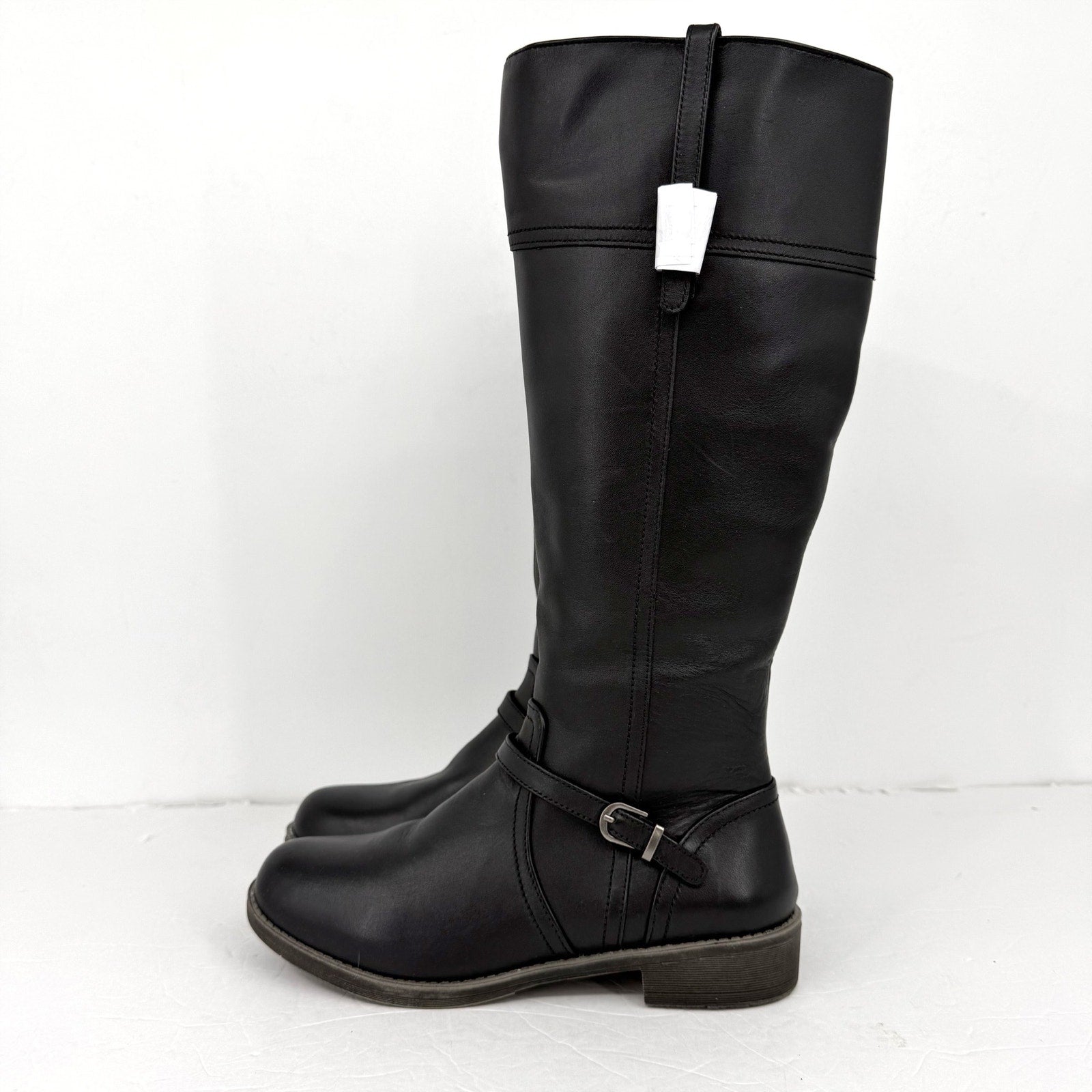 Propet Womens Tasha Knee High Boots US 9 EU 40 Black Leather Flats NWOB
