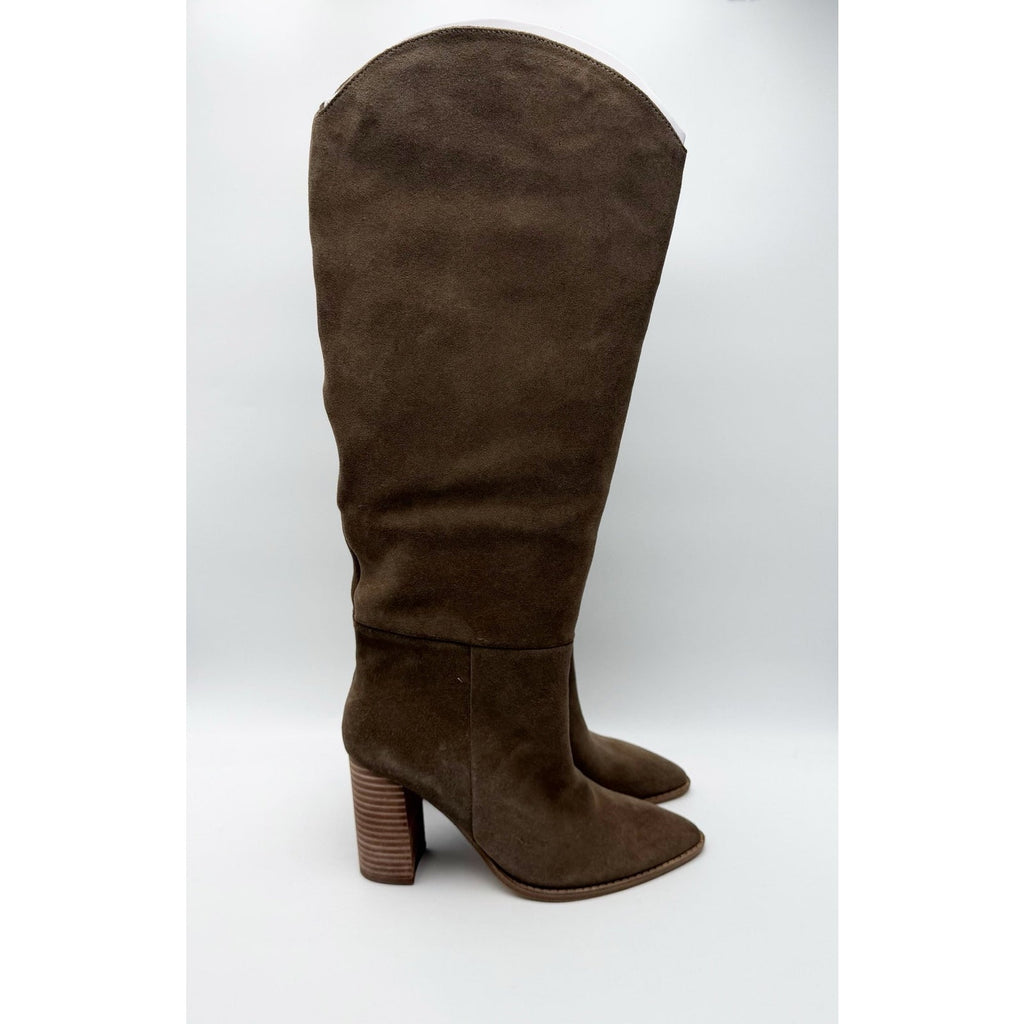 Steve Madden Women Bixby Knee High Boot US 7.5 M Brown Suede Water Repellent NIB