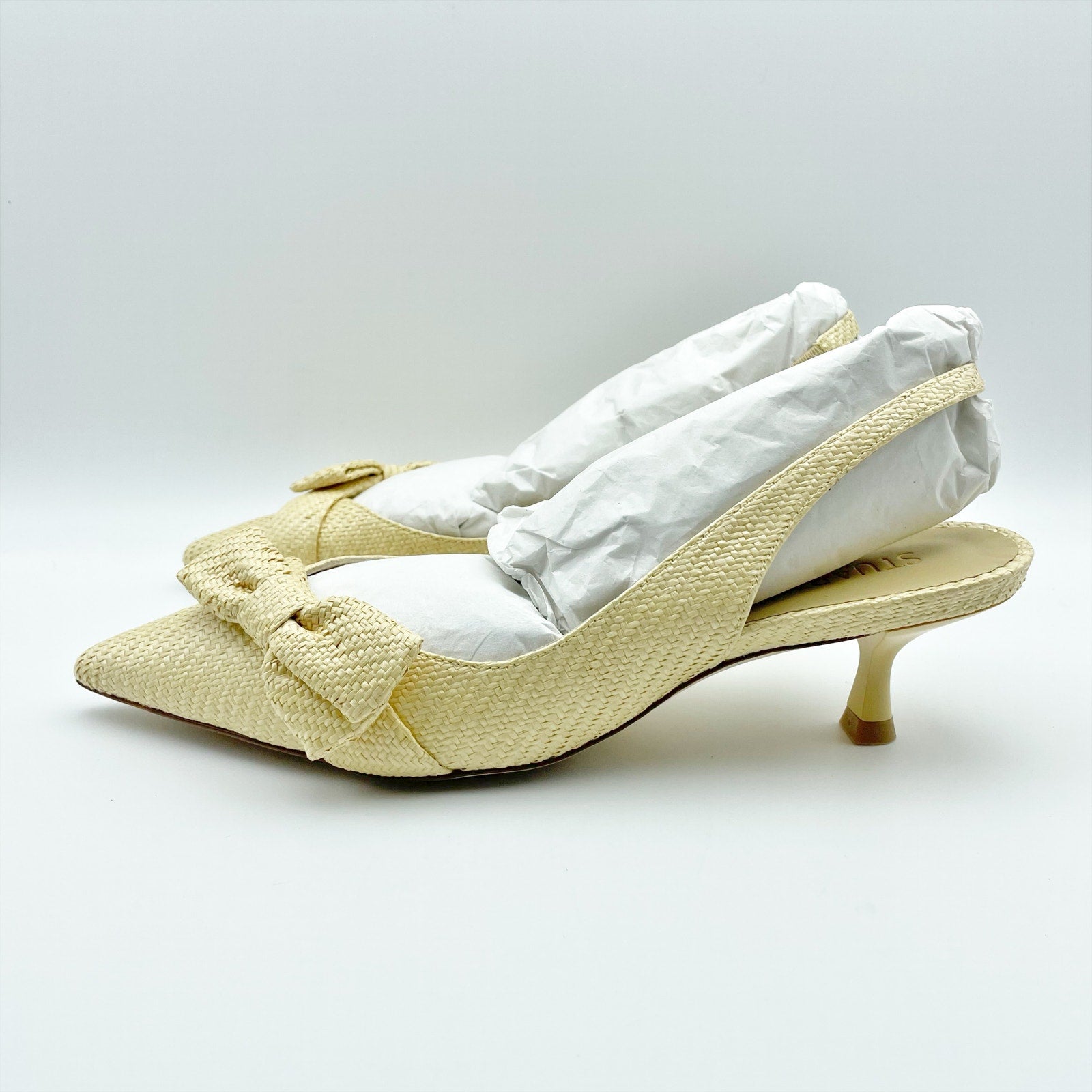 Stuart Weitzman Womens Sofia 50 Slingback Heels US 7.5 B EU 38 Beige NIB