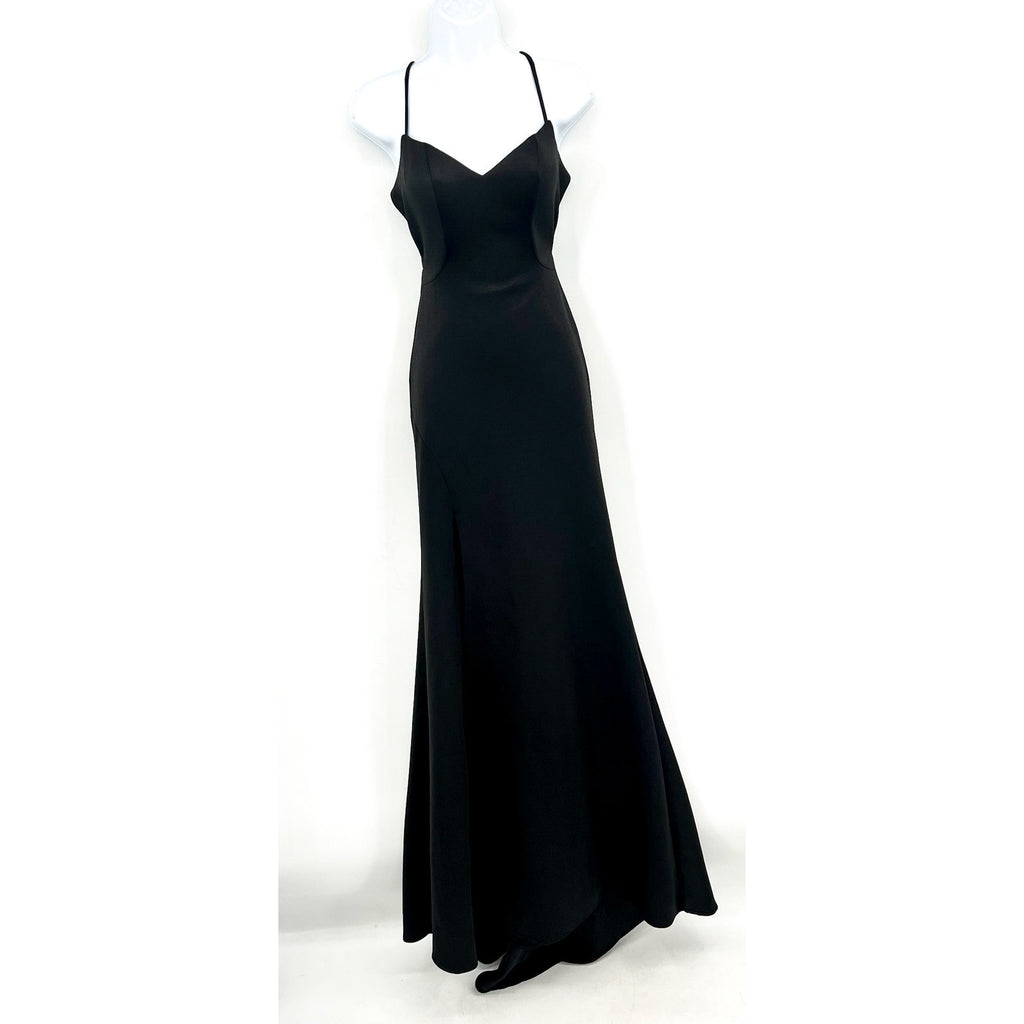 LA FEMME Women's 27657 Jersey Column Prom Dress Size 00 Black EUC