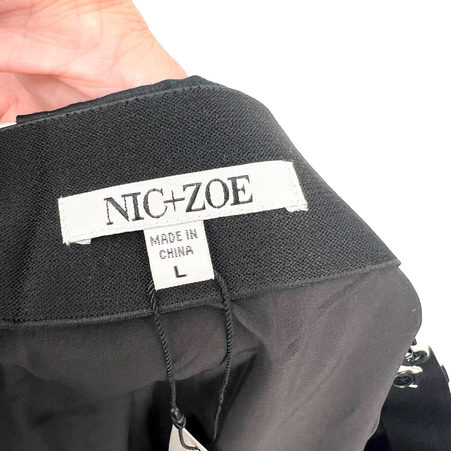 NIC + ZOE Evening Petal Bubble Midi Skirt Large Black White Floral Print NWT