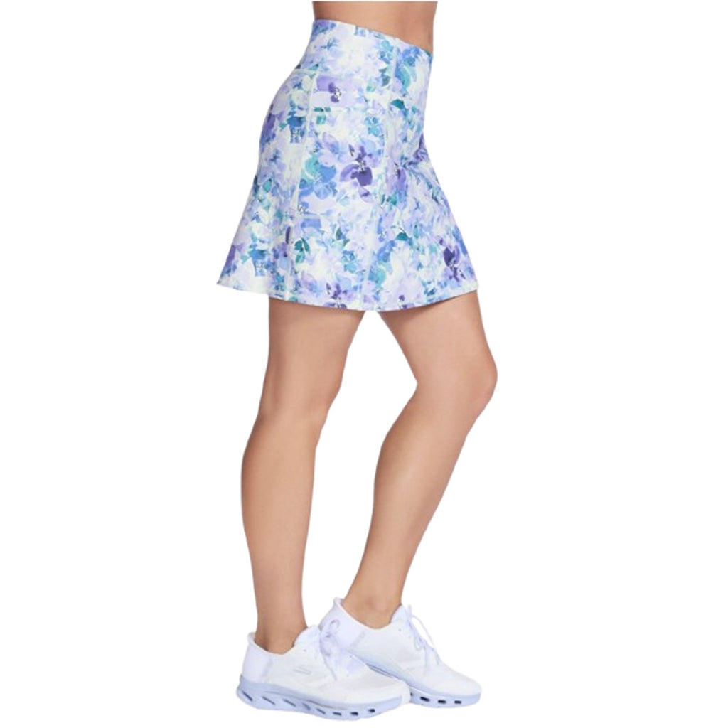 SKECHERS Go Walk High Waisted Pickleball Skort Small Blue Seascape Floral NWT
