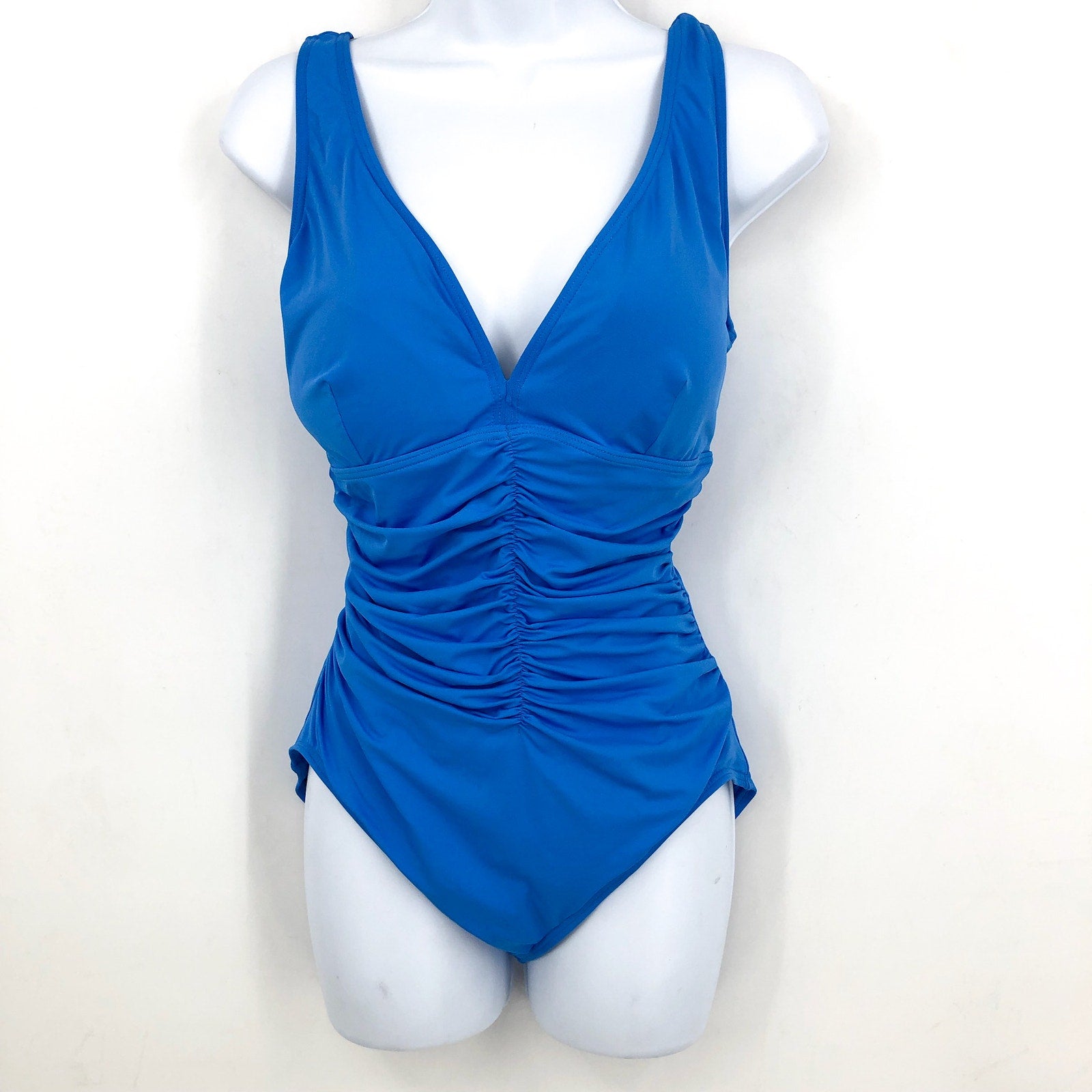 CONTOURS COCO REEF One Piece Swimsuit 14 38C Azure Blue V-Neck Underwire NWT