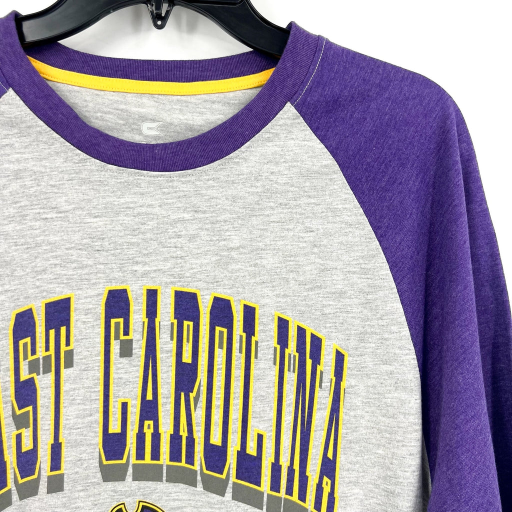 COLLOSEUM Mens East Carolina Pirates Baseball Tee Medium Grey Purple NWT