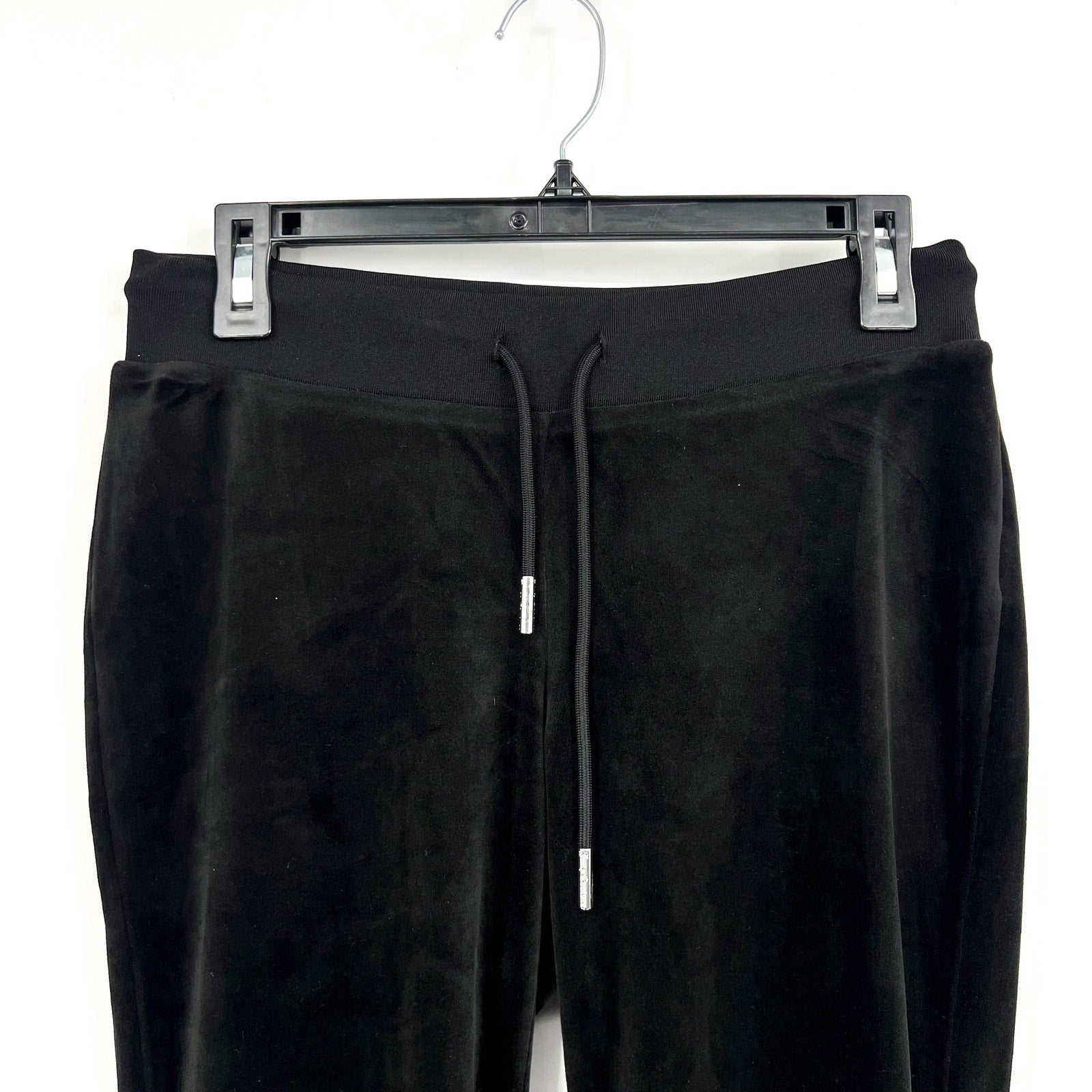 JUICY COUTURE Women's OG Big Bling Velour Track Pants Small Black Liquorice NWT