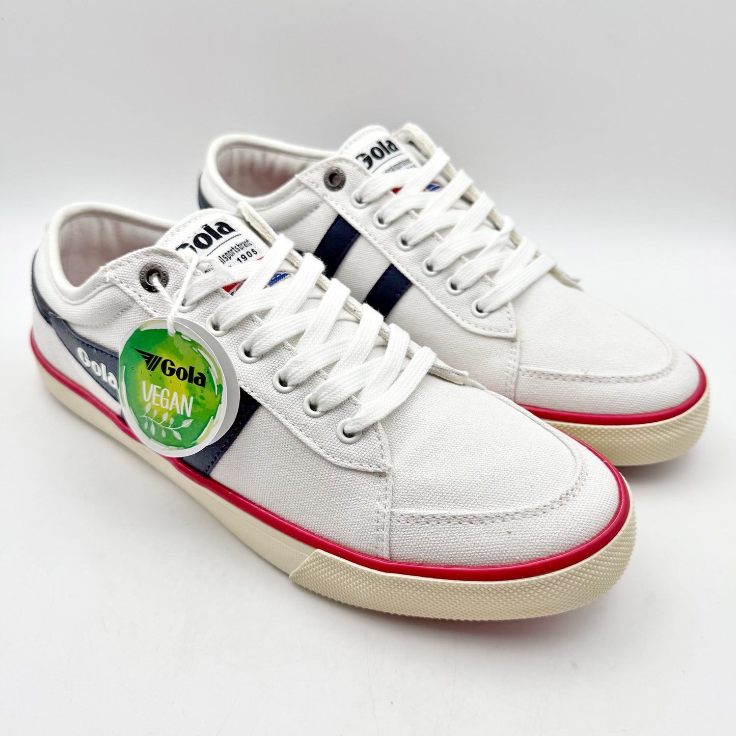 Gola Mens Comet Sneakers EU 43 US 10 White Navy Red Canvas NIB