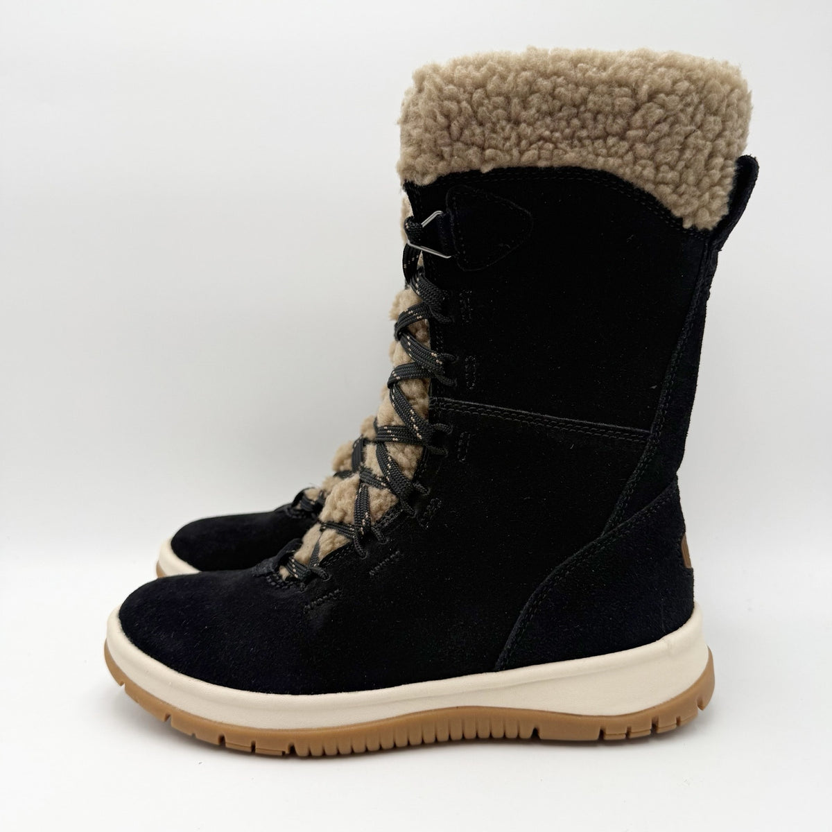 UGG Womens Lakesider Tall Winter Boots Size 5 EU 36 Black Suede Waterproof NWOB
