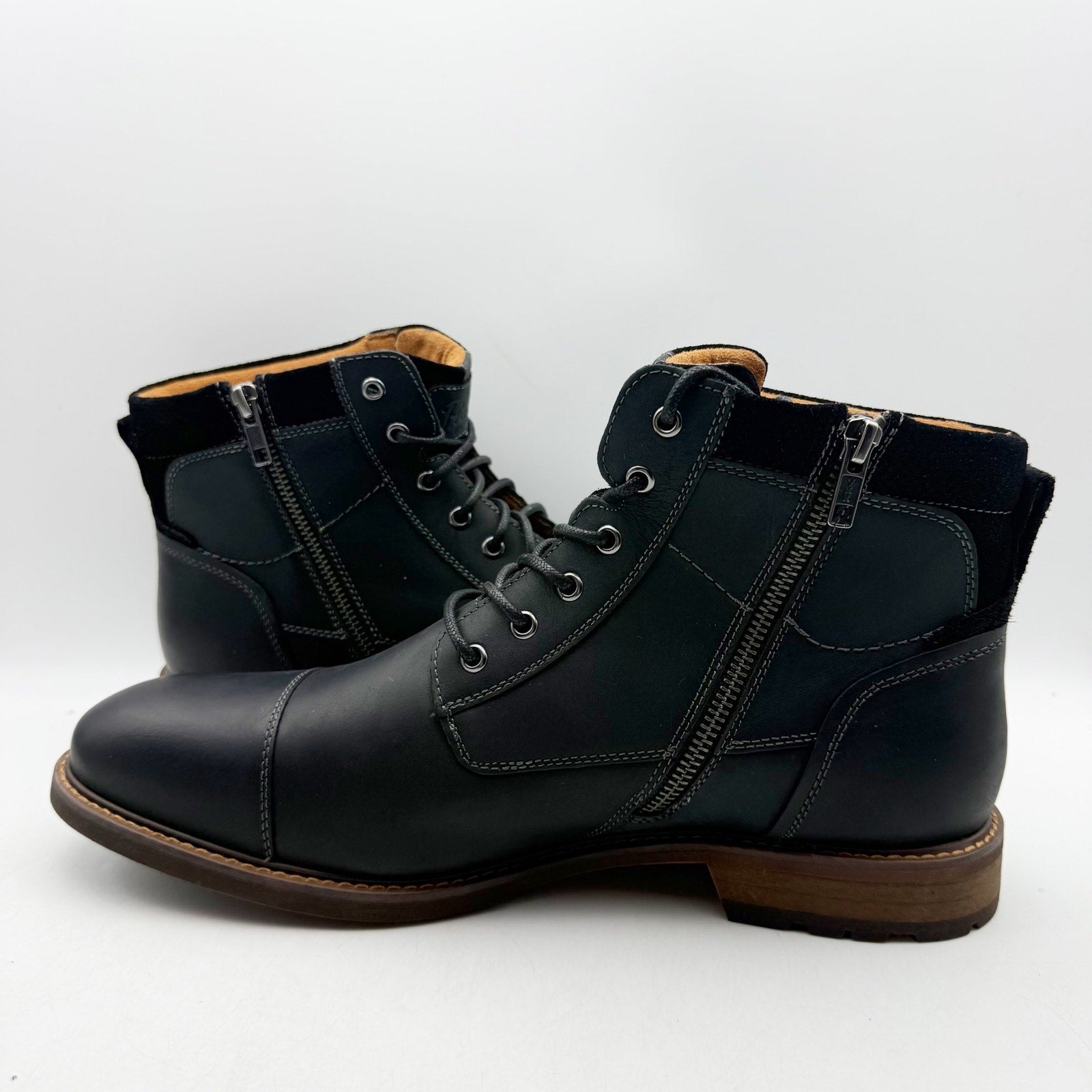 Florsheim Mens Chalet Ankle Boots US 11 Wide EU 44 Black Leather NIB