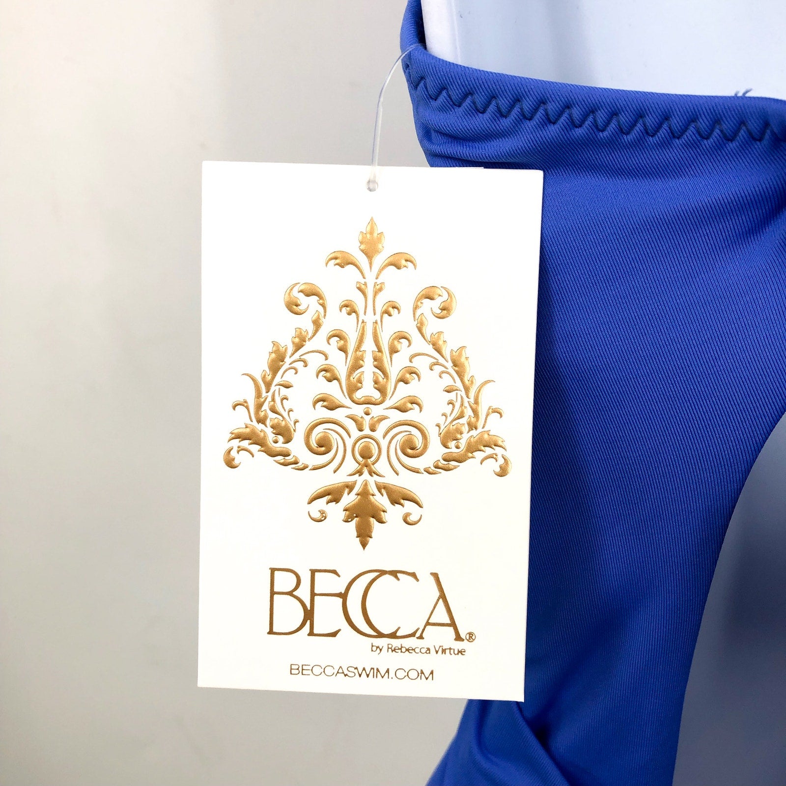 BECCA Women's Gracelyn High Neck One Piece Swimsuit Large Blue Cornflower NWT