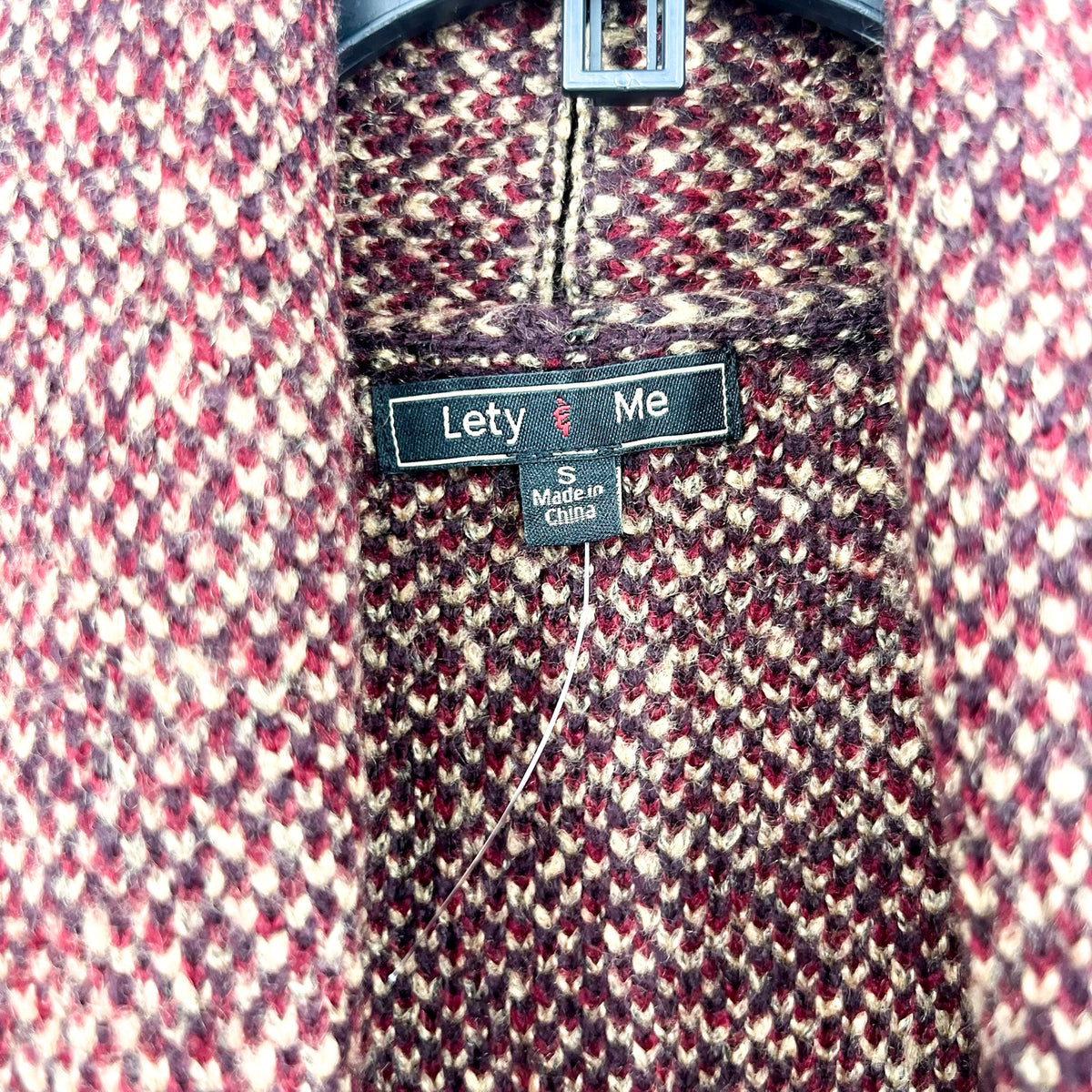LETY & ME Womens Longline Coatigan Small Red Burgundy Multi NWOT