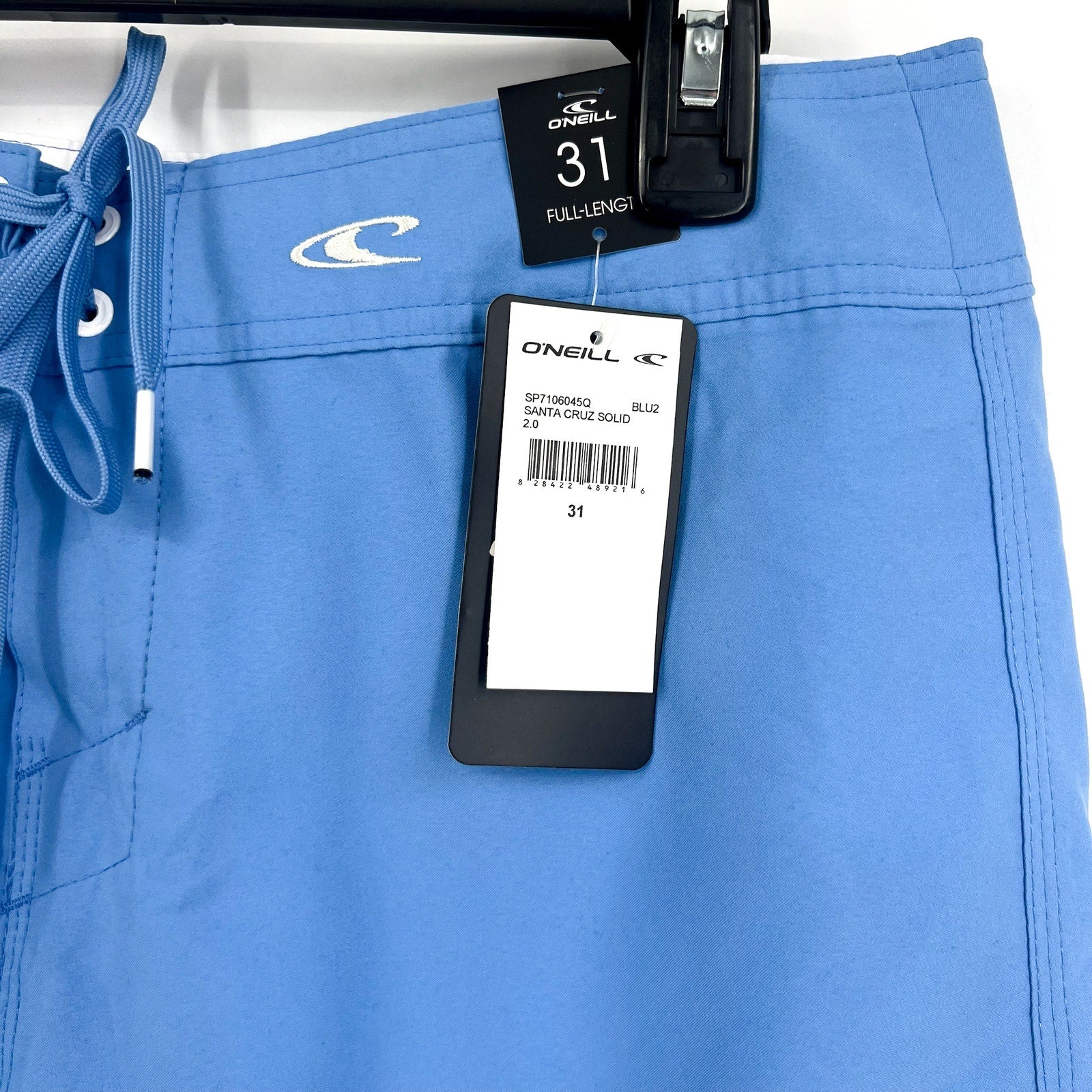 O'NEILL Mens Santa Cruz Solid 2.0 Boardshorts Size 31 Blue Cyan Drawstring NWT