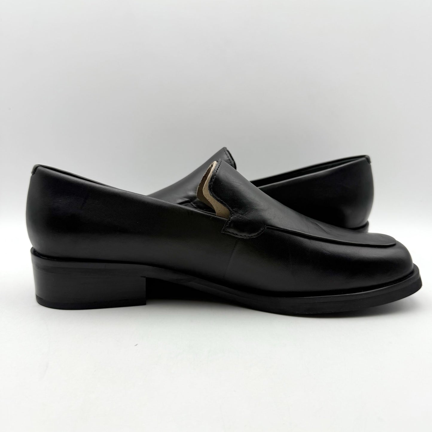 Franco Sarto Womens Bocca Loafers US 9.5 Wide EU 40.5 Black Leather Slip On NWOB