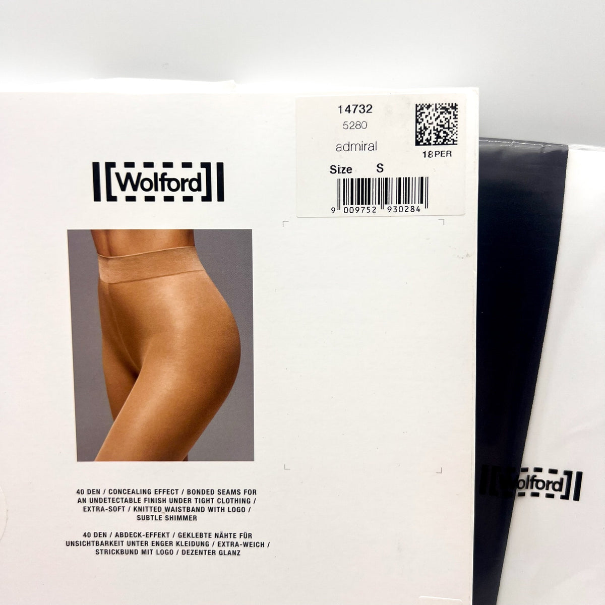 WOLFORD Womens Pure Shimmer 40 Concealer Tights Small Black Admiral Flawless NWT