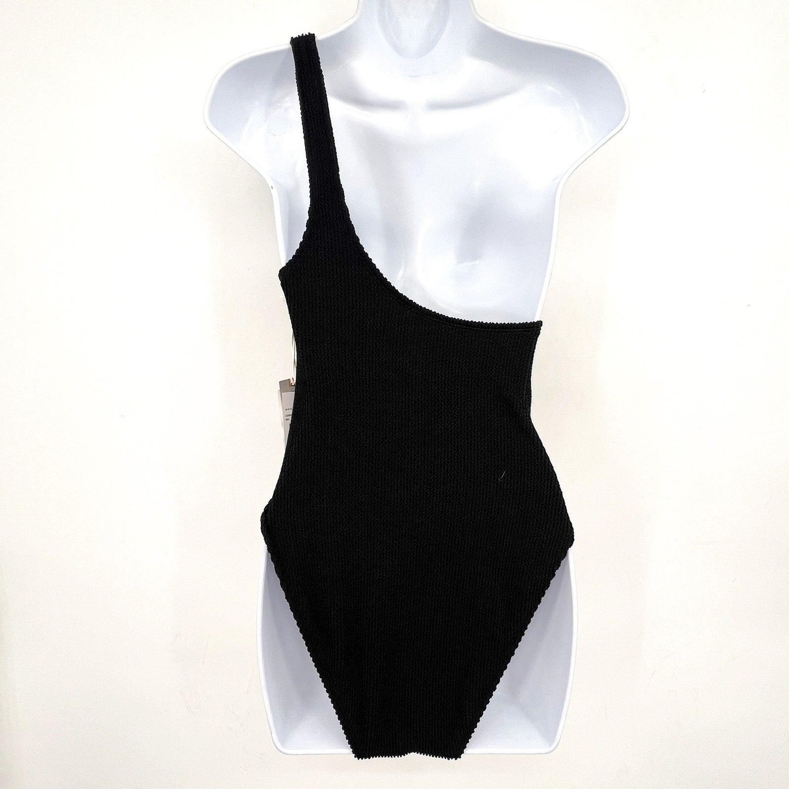 GOOD AMERICAN Always Fits One Shoulder Swimsuit SMALL MEDIUM 1-2 Black NWT