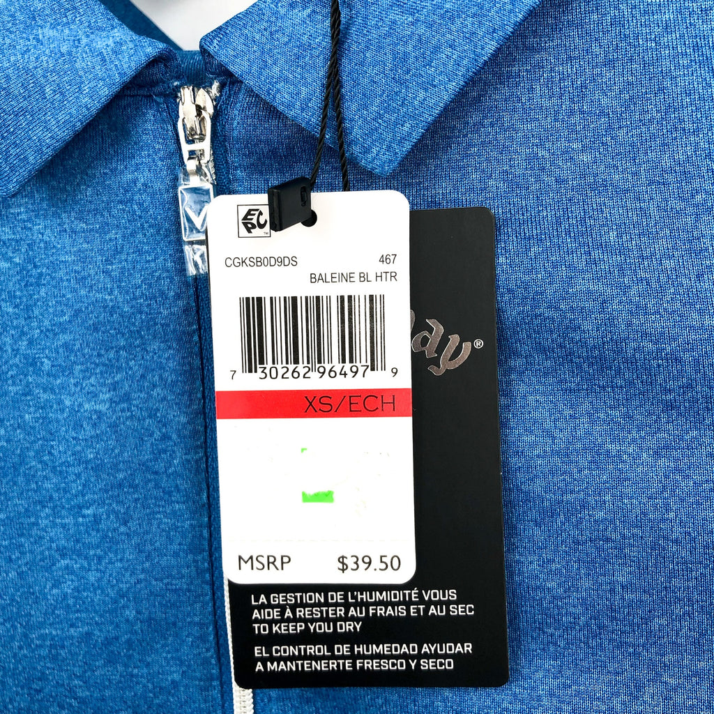 Callaway Womens Golf Polo Shirt XS Blue Heather Quarter Zip Short Sleeve NWT