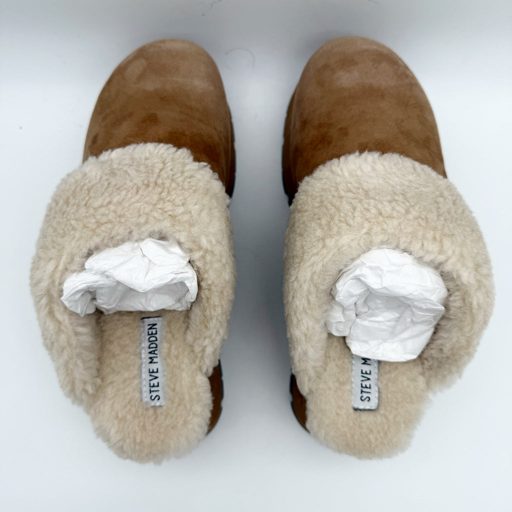 Steve Madden Womens Juney Clogs US 8 Chestnut Brown Vegan Suede Slip On NIB