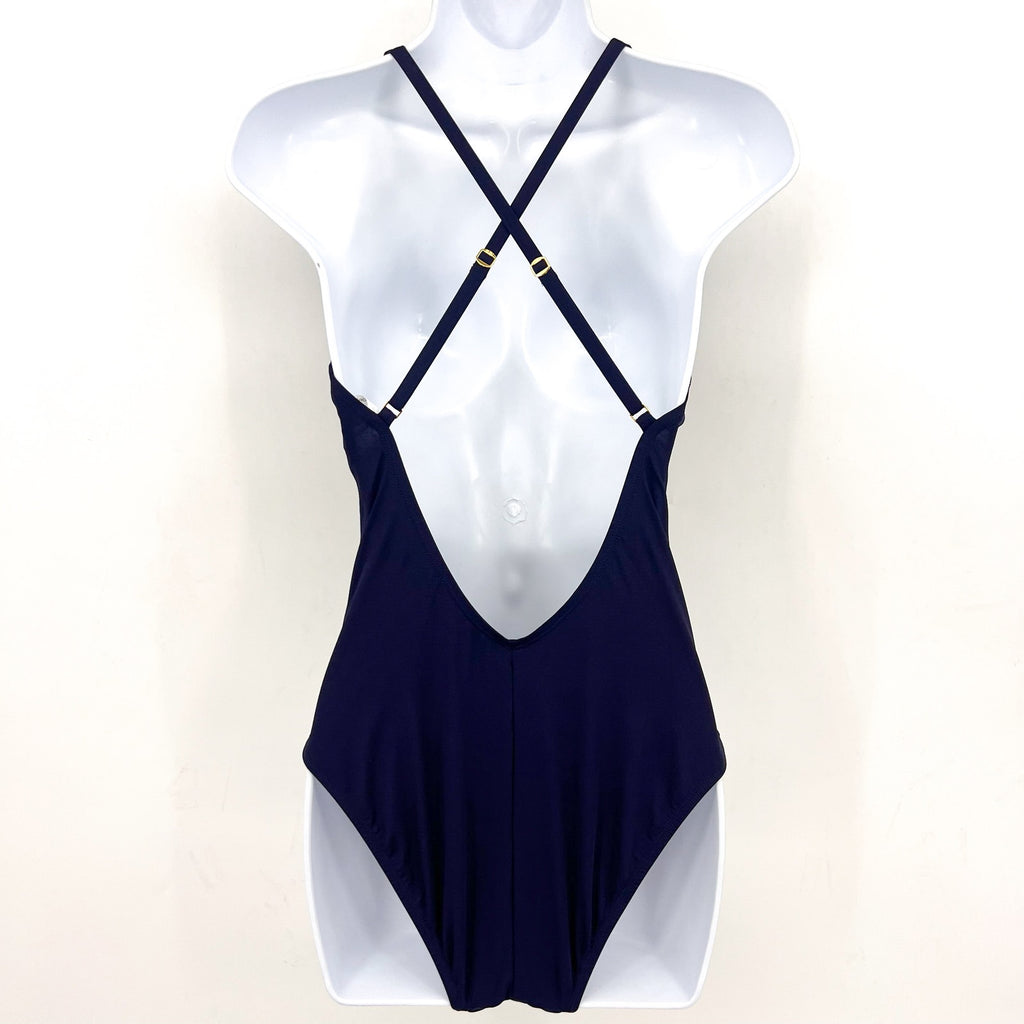 BLEU ROD BEATTIE Don't Mesh With Me One Piece Swimsuit Size 8 Navy Blue NWT