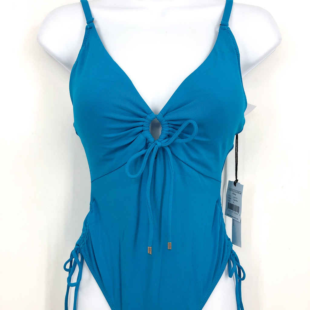 ROBIN PICCONE Women's Aubrey Keyhole One-Piece Swimsuit Size 8 Cyan Blue NWT