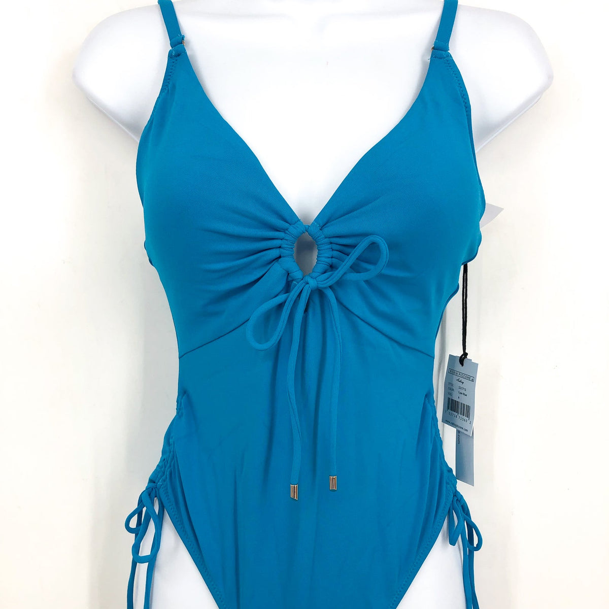 ROBIN PICCONE Women's Aubrey Keyhole One-Piece Swimsuit Size 8 Cyan Blue NWT