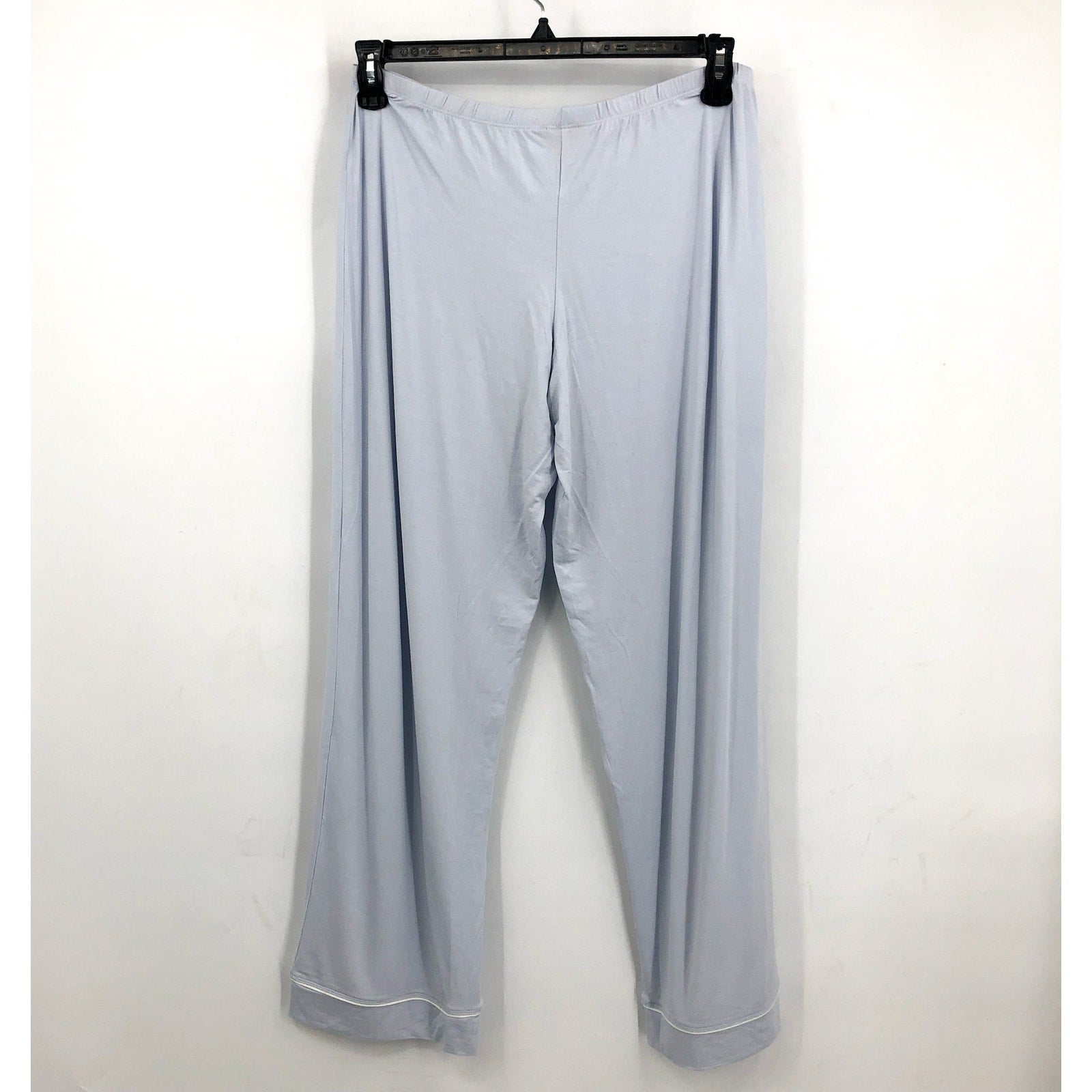 EBERJEY Women's Gisele Long Pajama Set Large Ice Blue Ivory TENCEL Modal NWT