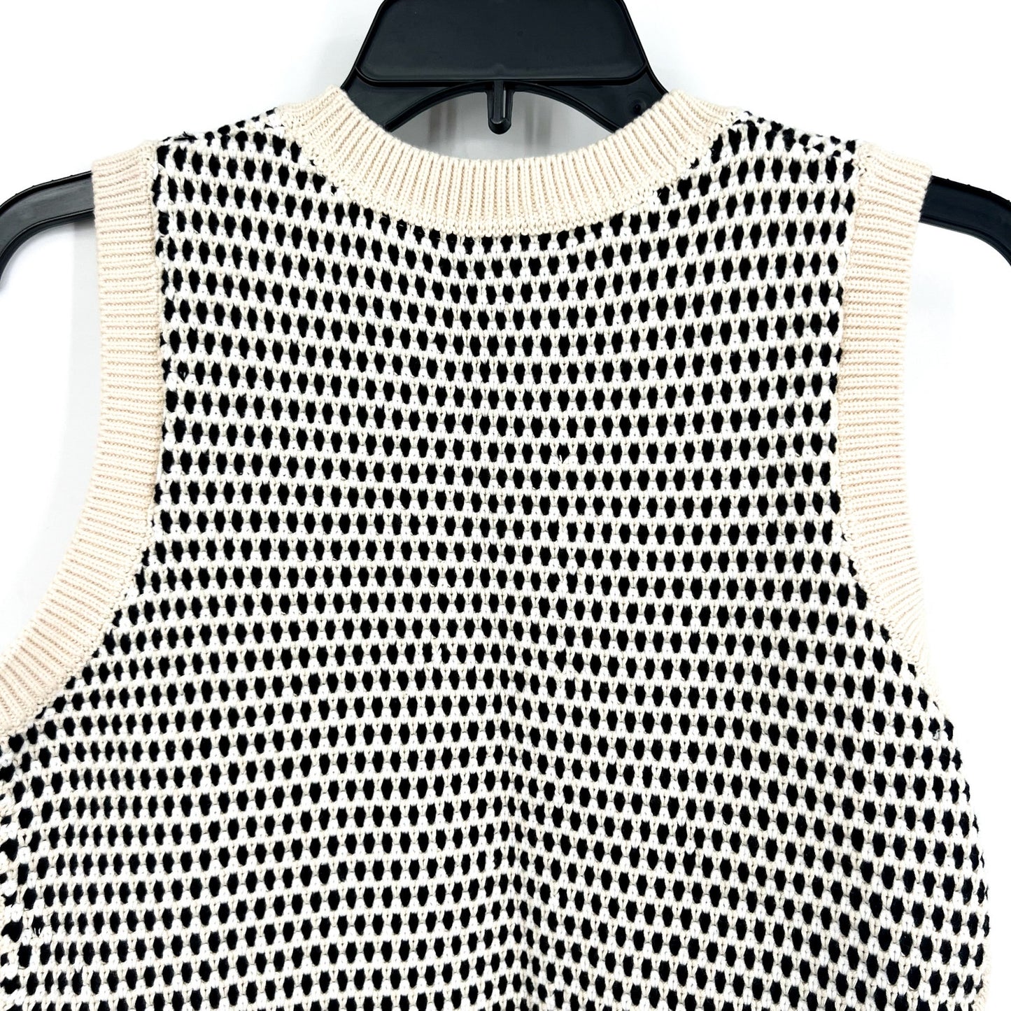 VARLEY Womens Knowles Textured Knit Vest Top XS Birch Cream Black Stitch NWOT