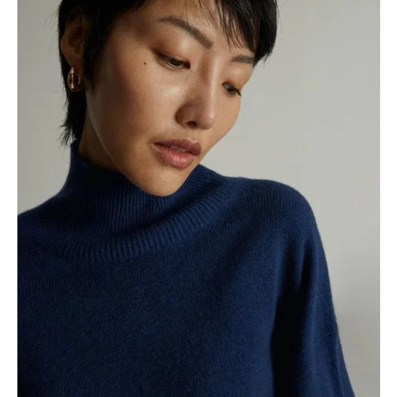 Everlane Womens The ReCashmere Oversized Turtleneck Sweater XS Navy Blue NWT