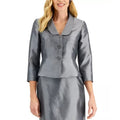 LE SUIT Women's Metallic Peplum Blazer Jacket Size 16 Platinum Gray NWT