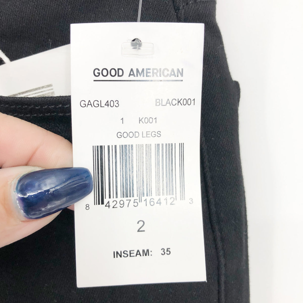 GOOD AMERICAN Womens Good Legs Jeans US 2 26x33 Black Stretch High Skinny NWT