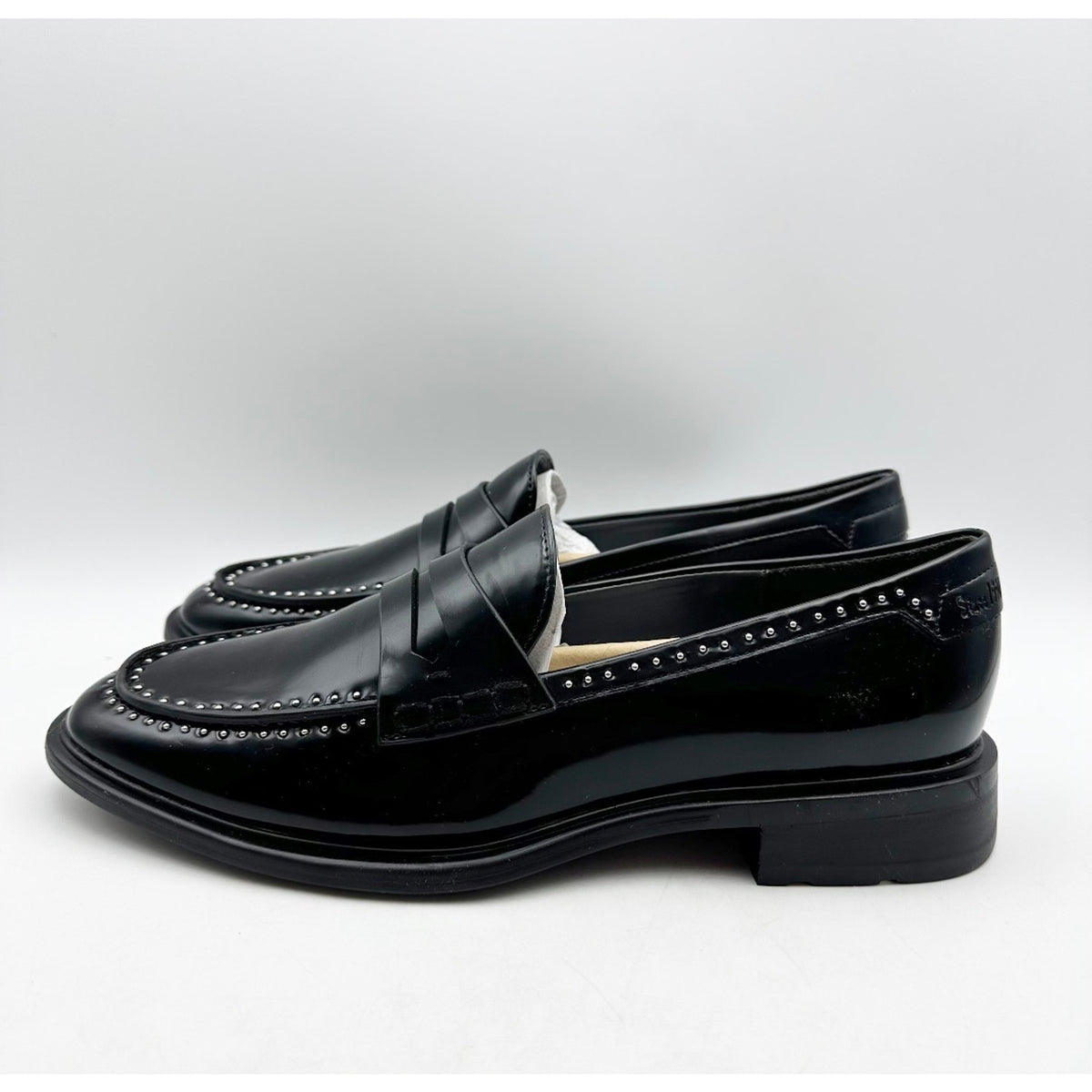 Franco Sarto Womens Eden Studded Loafers Size 11 M EU 42 Black Slip On NIB