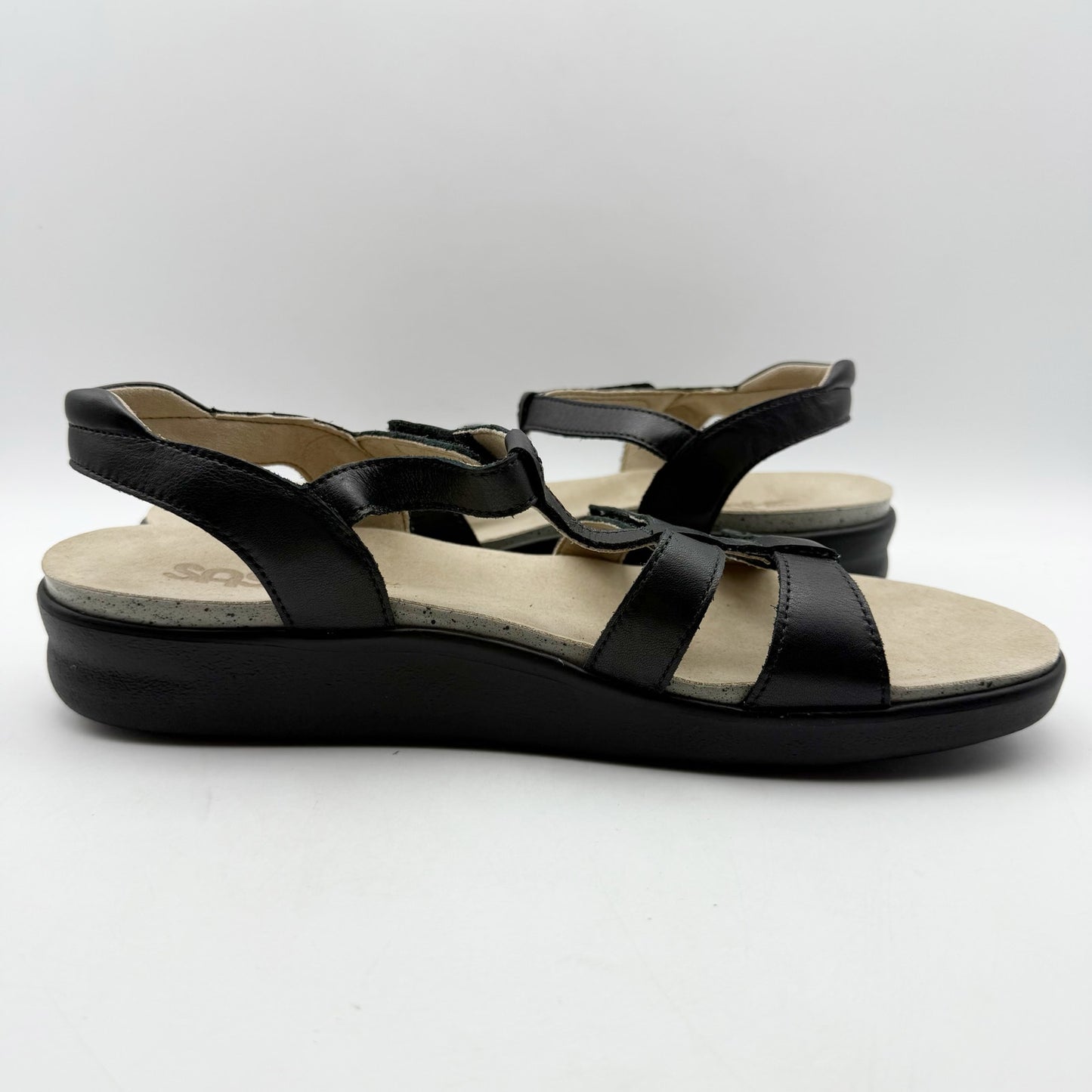 SAS Womens Sorrento Adjustable Comfort Sandal US 12 M Black Leather NIB