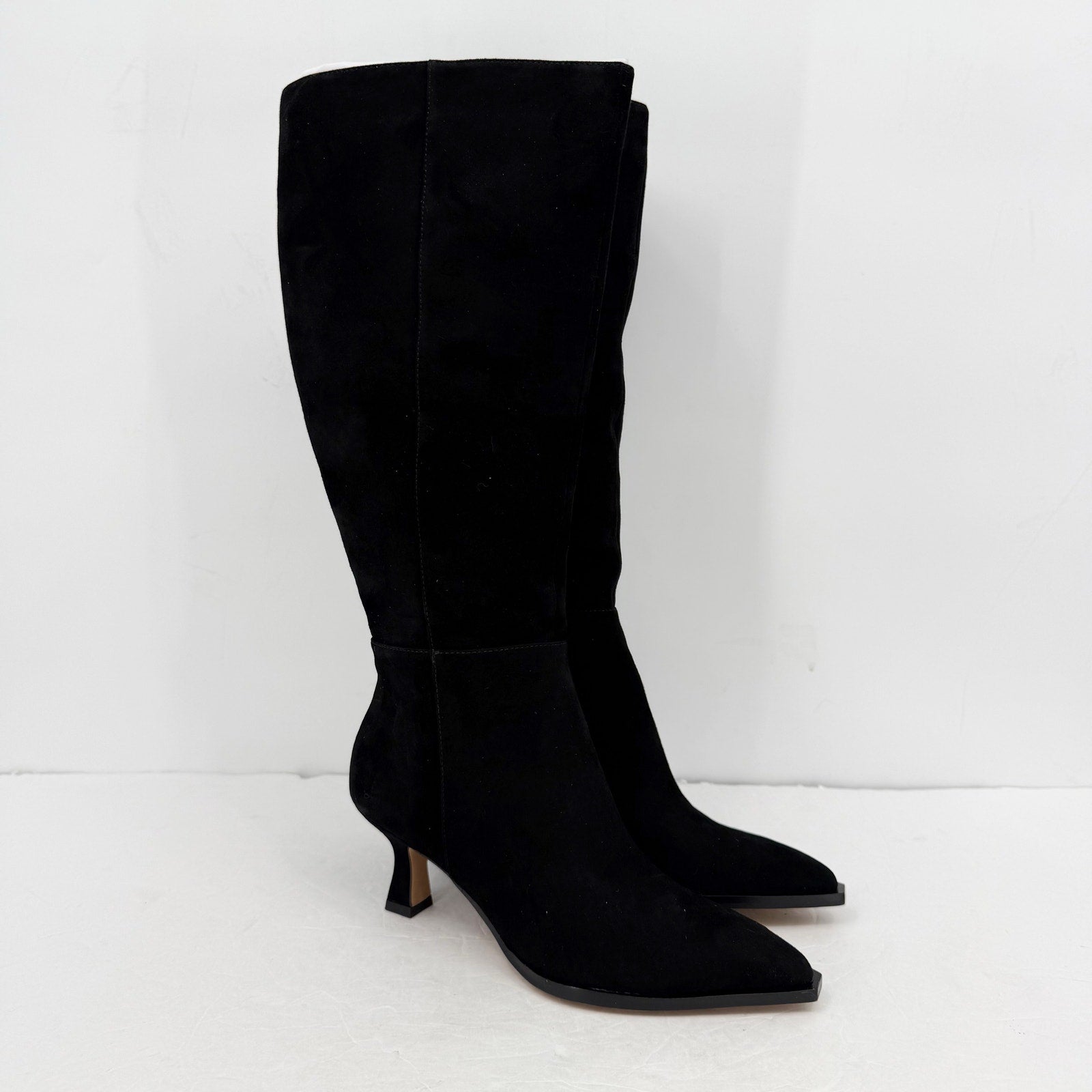 Dolce Vita Womens Auggie Knee High Heeled Boot 7.5 Extra Wide WC Black Suede NIB