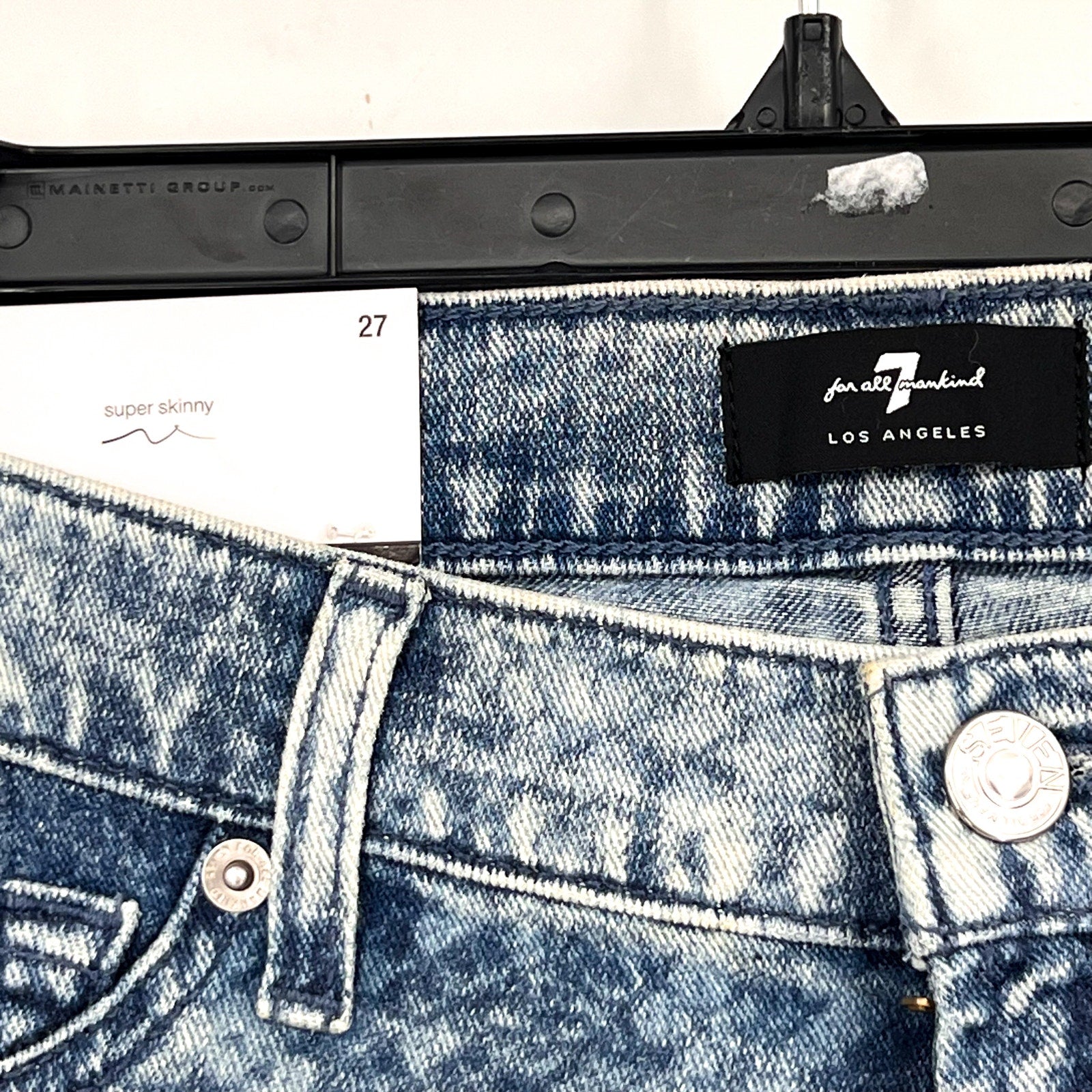 7 FOR ALL MANKIND Ankle Super Skinny Jeans Size 27 US 4 Blue Snake Acid Wash NWT