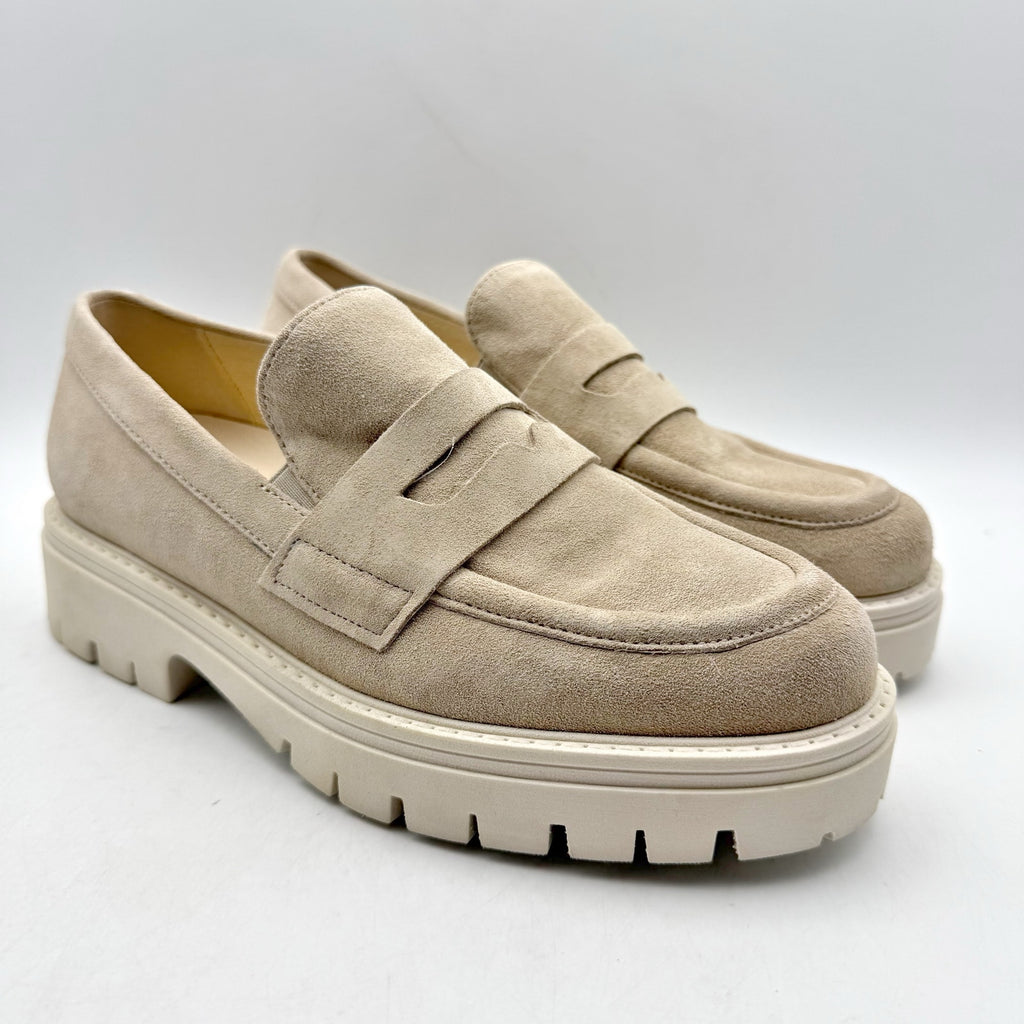 Gabor Womens 22.453 Platform Loafers UK 4 US 6.5 Beige Suede NWOB