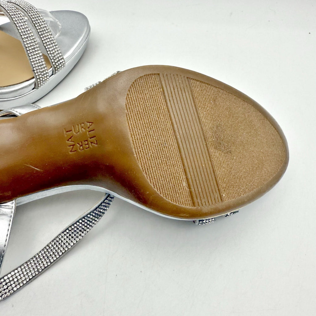 Naturalizer Womens Brenta2 Platform Heel Sandals US 9.5 M EU 40.5 Silver NWOB