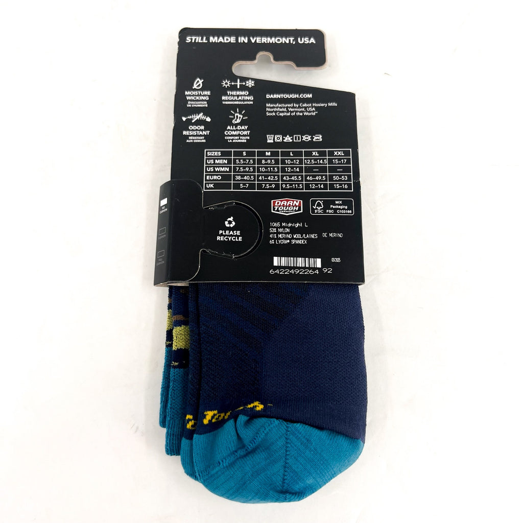 DARN TOUGH Unisex Ridge Runner Micro Crew Running Socks Large Blue Midnight NWT