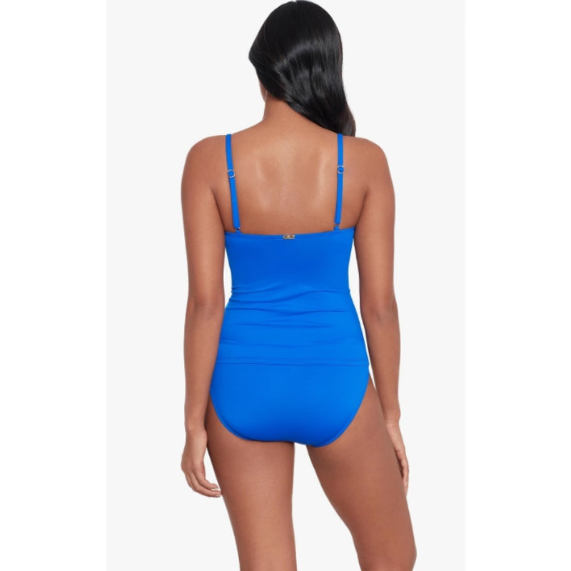 LAUREN RALPH LAUREN Womens Toggle Tankini Size 6 Blue Beach Club Solids Swim NWT
